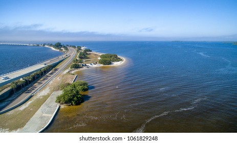 Aerial View Of Sanibel Causeway, Florida.