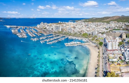 Aerial view of Sant Antoni de Portmany, Ibiza islands, Spain - Powered by Shutterstock