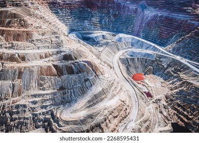 Aerial view of Santa Rita strip copper mine near Silver City, NM