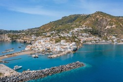 Aerial View Of Sant'Angelo Town At The Southern Coast Of Ischia Island, Italy.