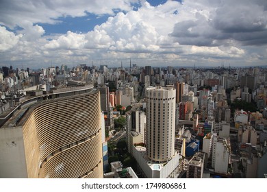 Aerial View Of Sao Paulo City Skyline And Copan Building, Brazil