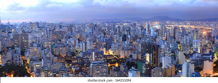 Aerial view of Sao Paulo in the night  time - Powered by Shutterstock