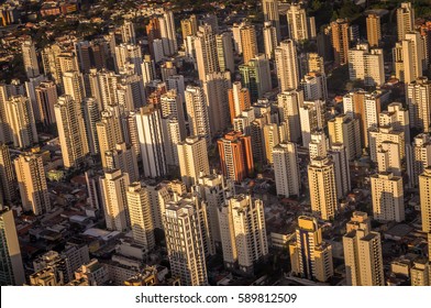 Aerial View Of Sao Paulo Skyline Near Airport