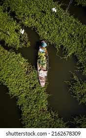 Aerial View Of Sapan Khong Floating Market In Suphan Buri, Thailand