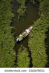 Aerial View Of Sapan Khong Floating Market In Suphan Buri, Thailand