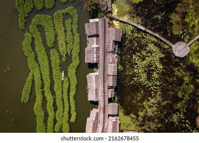 Aerial View Of Sapan Khong Floating Market In Suphan Buri, Thailand