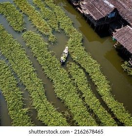 Aerial View Of Sapan Khong Floating Market In Suphan Buri, Thailand