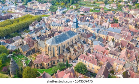 Aerial View Of Sarlat La Caneda Town, France