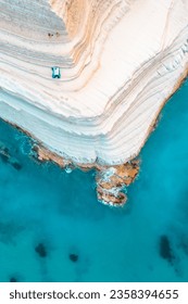 Aerial view of Scala dei Turchi (Stairs of Turks), Agrigento, Sicily, Italy.