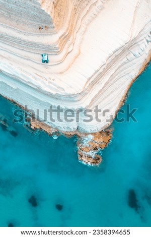 Aerial view of Scala dei Turchi (Stairs of Turks), Agrigento, Sicily, Italy.