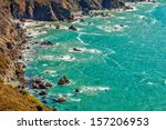 Aerial view of the scenic rocky northern California coastline revealing hidden Pirate
