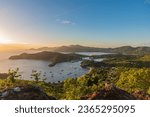 Aerial view from the scenic viewpoint of English Harbourin Antigua and Barbuda