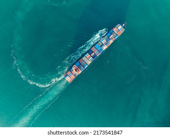 Aerial view of sea freight ship sailing in Shenzhen city, China - Shutterstock ID 2173541847