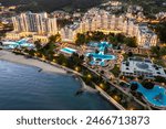 Aerial view to a sea resort Sunny Beach on Black sea, Bulgaria at night