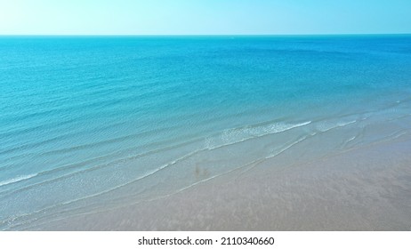 Aerial View Of Sea Shore And Sandy Beach. Arial Landscape Background .