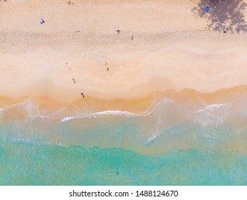 Aerial view sea wave white sand beach Phuket Thailand - Shutterstock ID 1488124670