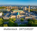 Aerial view of SeaCity Museum in Southampton, a port city in Hampshire, England, UK