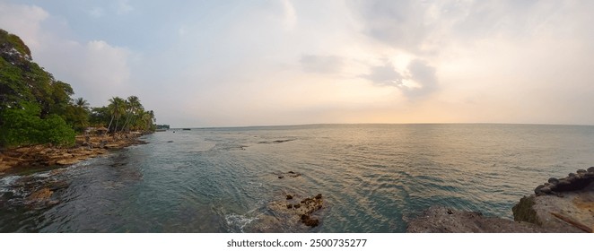 Aerial view of seaside. Vacation adventure aerial beach landscape. Amazing top view from drone beach shore azure lagoon seaside - Powered by Shutterstock