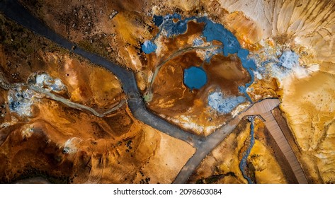 Aerial view of Seltun Geothermal Area (Seltúnshverir or Krýsuvíkurhverir) in Iceland - Powered by Shutterstock