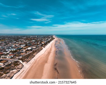 An aerial view of Semaphore Beach, Adelaide, Australia