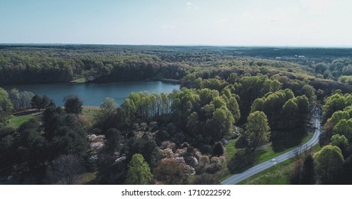 An Aerial View Of Seneca Creek State Park, Including A Lake And Surrounding Forests. The Public Park Is Located In Germantown, Maryland. 