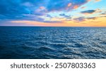 Aerial View of Serene Lake Michigan Seascape at Sunset