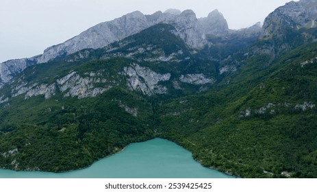 Aerial View of Serene Mountain Lake. - Powered by Shutterstock