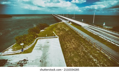 Aerial View Of Seven Miles Bridge Along Overseas Highway, Florida.