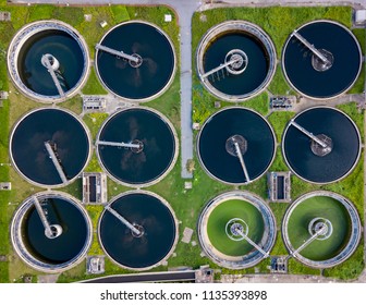 Aerial View Of Sewage Treatment Works In Hong Kong