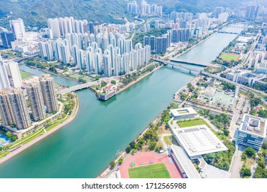 Aerial View Of Sha Tin District. New Territories In Hong Kong