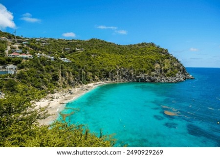 Aerial view of Shell beach, St. Barts, French West Indies