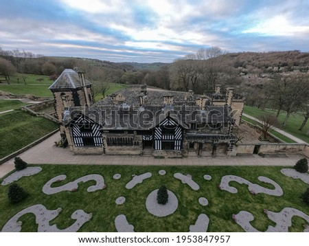 An aerial view of Shibden Hall, in Halifax. The hall was built in 1420 and was the home of Anne Lister (Gentleman Jack).