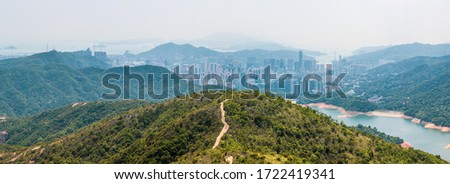Aerial view of Shing Mun Country Park, near urban area