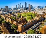 The aerial view of Shoreditch,  an arty area adjacent to the equally hip neighborhood of Hoxton in London