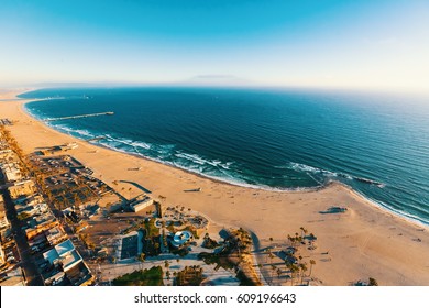 Aerial view of the shoreline in Venice Beach, CA - Powered by Shutterstock