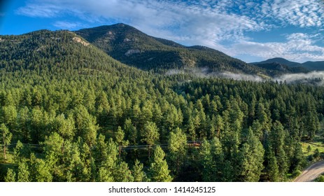 Aerial View Shot Of Clear Creek County, Colorado Mountains.