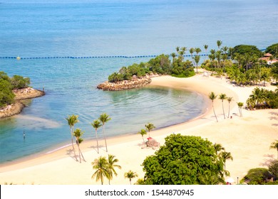 Aerial View Of Siloso Beach At Sentosa Island Singapore