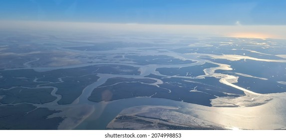 Aerial View Of Sindh Indus River Delta Bed