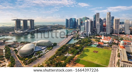 Aerial view of Singapore city at day