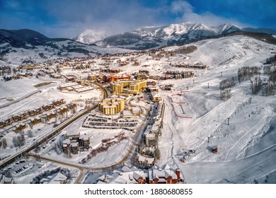 Aerial View of the Ski Resort Town of Crested Butte, Colorado - Shutterstock ID 1880680855