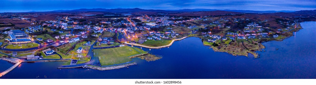 Aerial view of the skyline of Dungloe in County Donegal - Ireland.