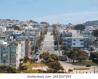 Aerial view of the skyline of San Francisco, California, United States.