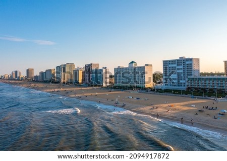 Aerial View of the skyline of the Virginia Beach Oceanfront looking South