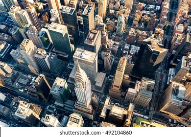 Aerial View Of The Skyscrapers Of Midtown Manhattan New York City