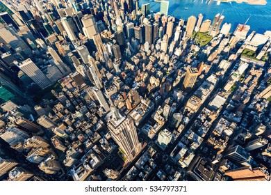 Aerial View Of The Skyscrapers Of Midtown Manhattan New York City