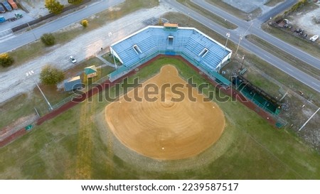 Aerial view of a small baseball field.