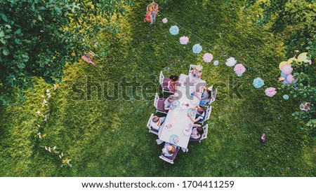 Similar – View of a garden through a fly screen