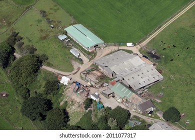 Aerial View Of A Small Farm In England, UK