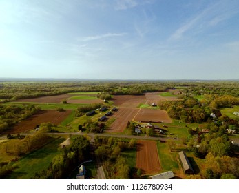 Aerial View Of A Small Farm Town