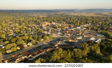  Aerial view of a small midwestern town. Sparta, Wisconsin. 